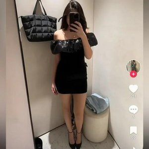 ZARA VELVET SEQUIN MINI DRESS